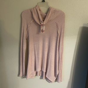 NWT inspired hearts pink waffle lightweight hoodie sweater